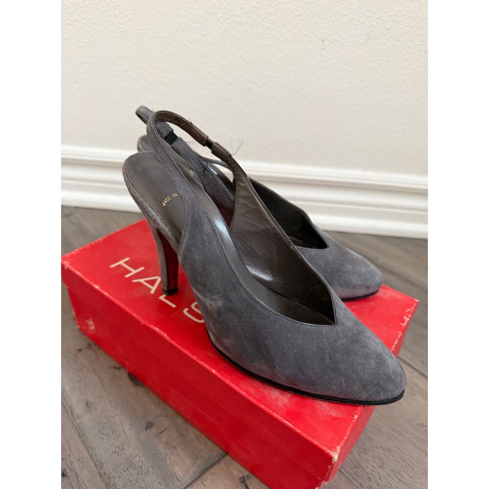 Vintage Halston gray suede heels size 7 1/2 - Picture 3 of 5